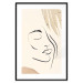 Poster Senna Curtain - delicate lineart with a woman's face on a beige background 137494 additionalThumb 14