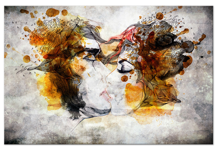 Canvas Art Print True Love (1-piece) Wide - human faces kissing 142694