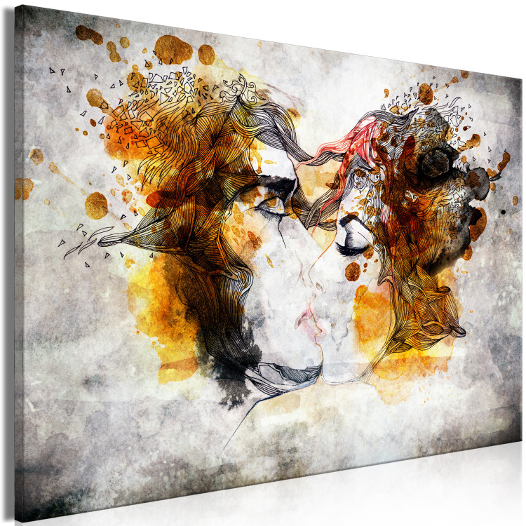 Canvas Art Print True Love (1-piece) Wide - human faces kissing 142694 additionalImage 2