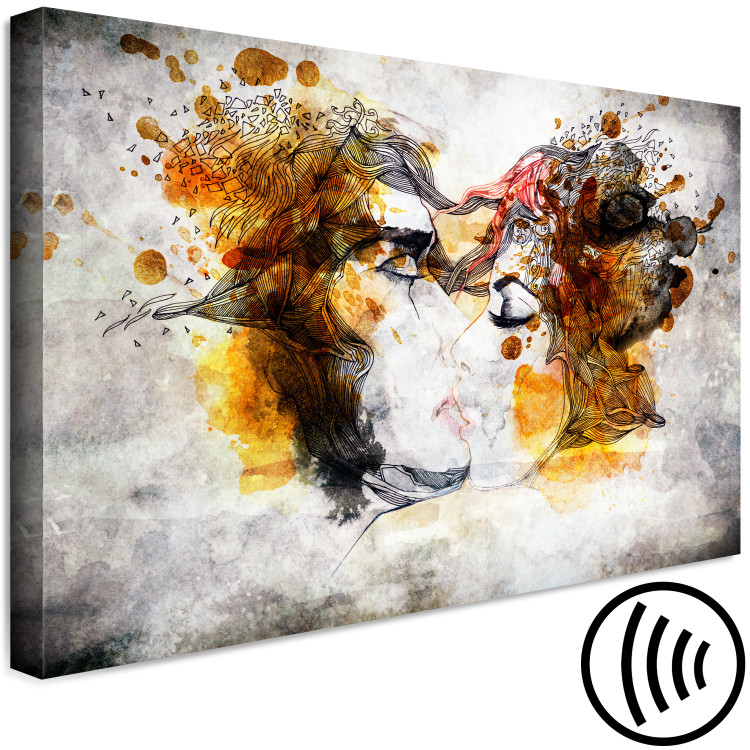 Canvas Art Print True Love (1-piece) Wide - human faces kissing 142694 additionalImage 6
