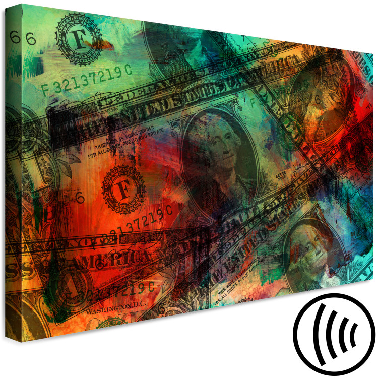 Canvas Dirty Money (1-piece) Wide - colorful abstraction with banknotes 142794 additionalImage 6