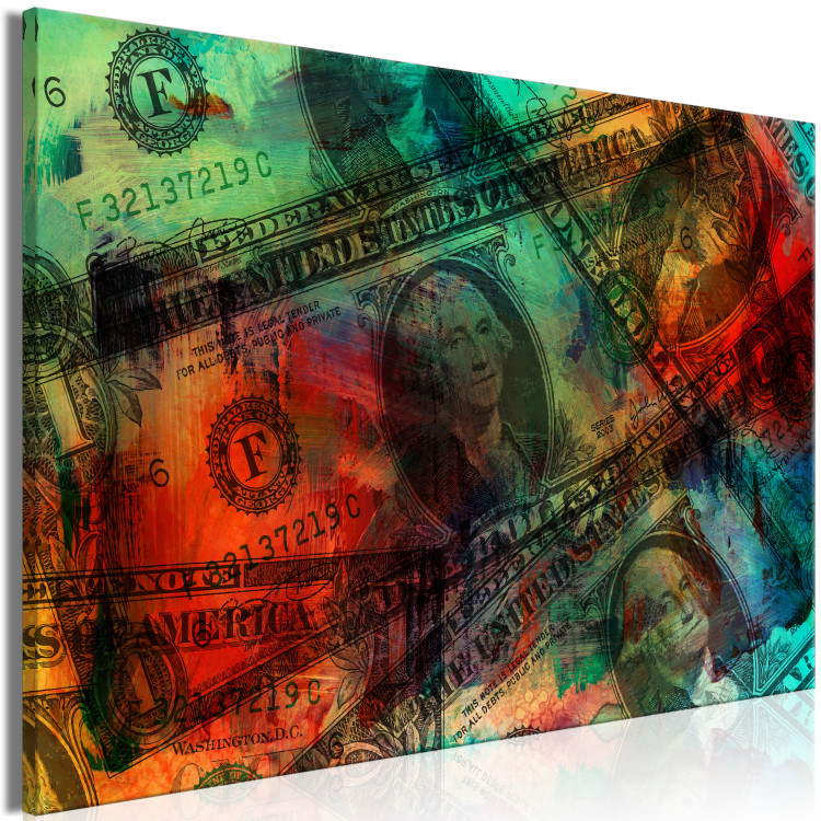 Canvas Dirty Money (1-piece) Wide - colorful abstraction with banknotes 142794 additionalImage 2