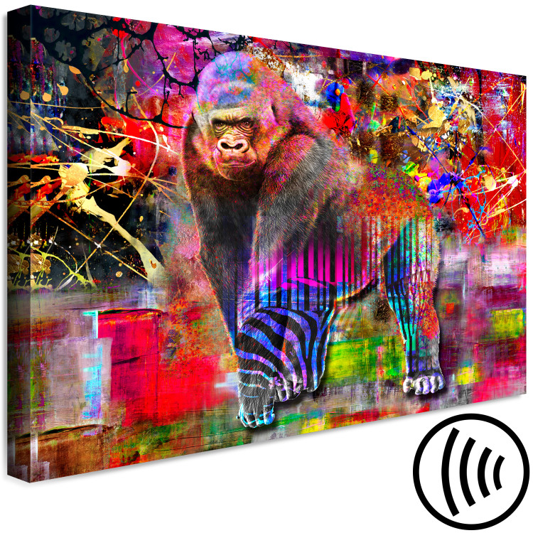 Canvas Print King of Tall Forests (1-piece) - monkey and colorful abstraction in the background 144494 additionalImage 6