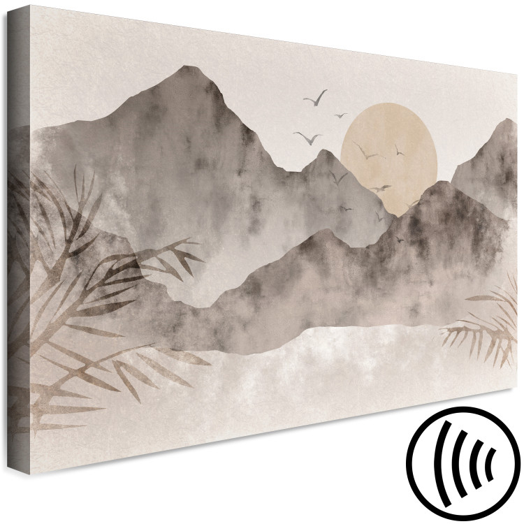 Canvas Print Wabi-Sabi Landscape (1-piece) - sunrise and birds against a mountain backdrop 145094 additionalImage 6