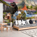 Wall Mural Realistic Dinosaurs - Reptiles Against the Backdrop of a Landscape With a Volcano and a Waterfall 145494 additionalThumb 6