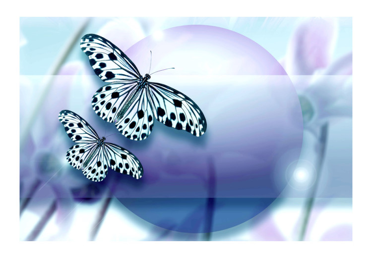 Photo Wallpaper Butterfly Planet - White spotted butterflies on a purple ball of flowers background 61294 additionalImage 1