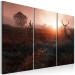 Canvas Art Print Deer in Sunlight (3-piece) - Red Landscape with Trees in Background 106105 additionalThumb 2