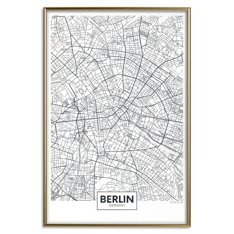 Wall Poster Berlin Map - black and white map of the capital of Germany on a solid background 114405 additionalImage 16