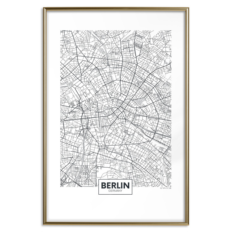 Wall Poster Berlin Map - black and white map of the capital of Germany on a solid background 114405 additionalImage 14
