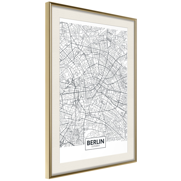 Wall Poster Berlin Map - black and white map of the capital of Germany on a solid background 114405 additionalImage 2