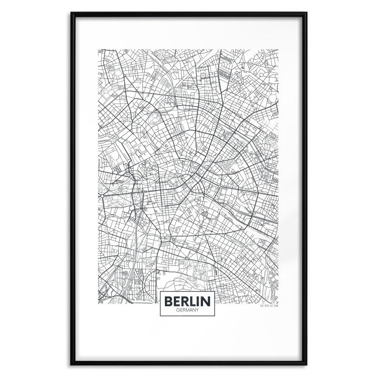 Wall Poster Berlin Map - black and white map of the capital of Germany on a solid background 114405 additionalImage 17