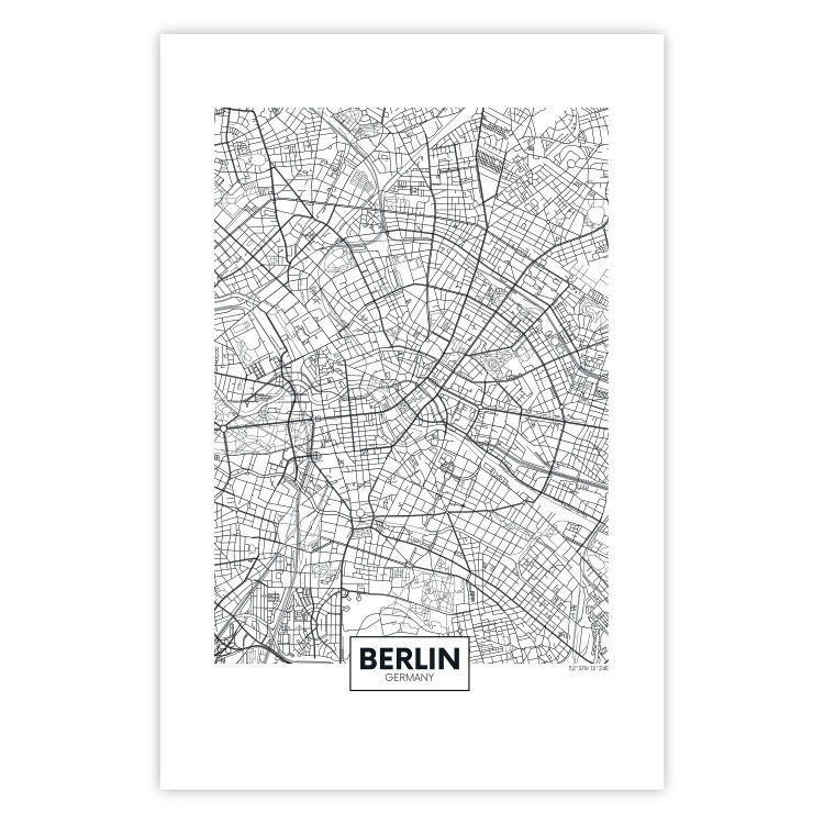 Wall Poster Berlin Map - black and white map of the capital of Germany on a solid background 114405 additionalImage 19