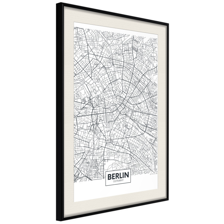 Wall Poster Berlin Map - black and white map of the capital of Germany on a solid background 114405 additionalImage 3