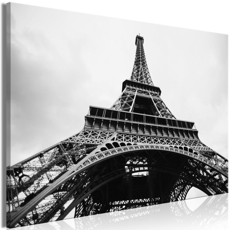 Canvas Art Print Paris Icon (1-part) - Black and White Architecture of Eiffel Tower 114905 additionalImage 2