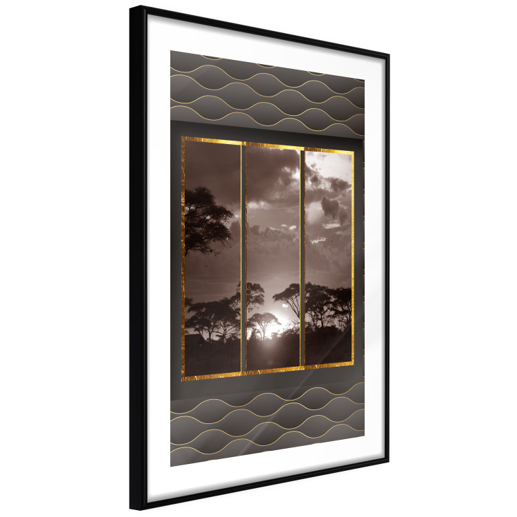 Wall Poster Clouds over the savannah - African evening landscape on patterned background 115005 additionalImage 13