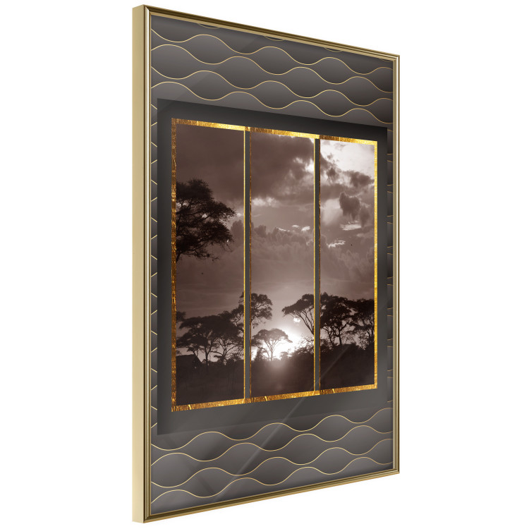 Wall Poster Clouds over the savannah - African evening landscape on patterned background 115005 additionalImage 14