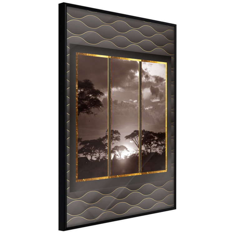 Wall Poster Clouds over the savannah - African evening landscape on patterned background 115005 additionalImage 10