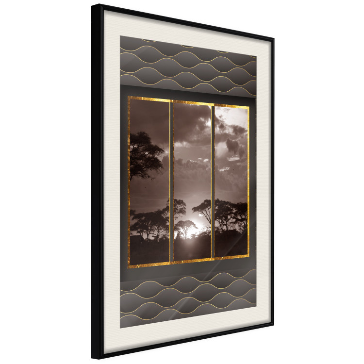 Wall Poster Clouds over the savannah - African evening landscape on patterned background 115005 additionalImage 3