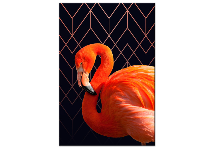 Canvas Expressive Bird (1-part) - Flamingo Against Geometric Figures 115305