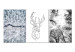 Canvas Print Winter triptych - geometric deer and snow-covered trees 117105