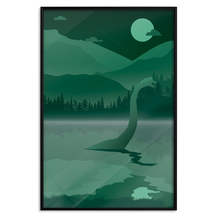 Poster Loch Ness - green fantasy with a dinosaur in the water and mountains in the background 118005 additionalImage 24