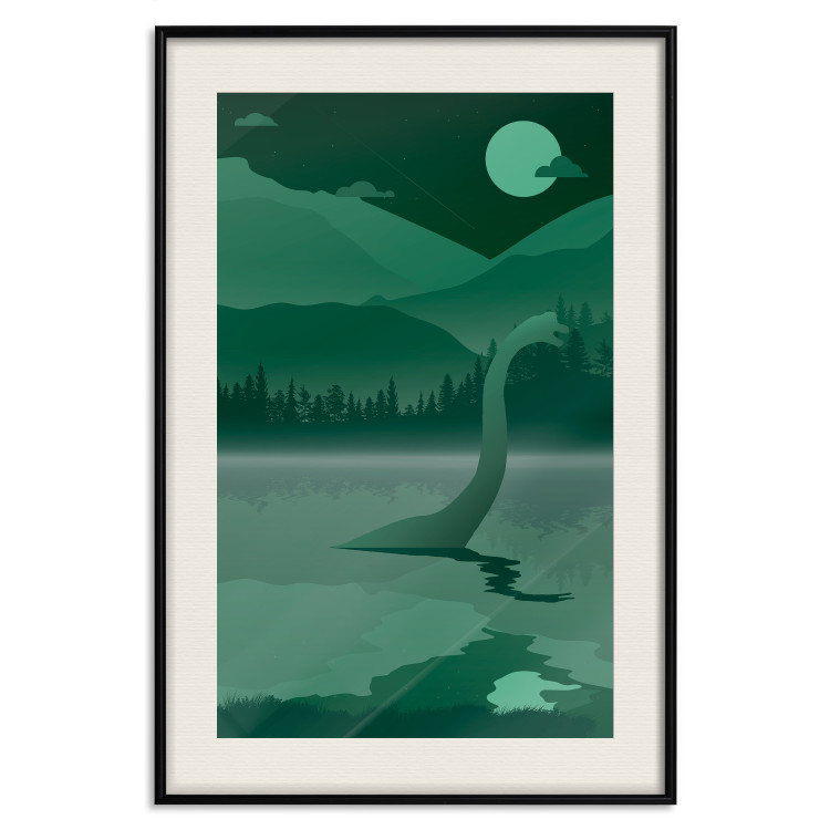 Poster Loch Ness - green fantasy with a dinosaur in the water and mountains in the background 118005 additionalImage 18