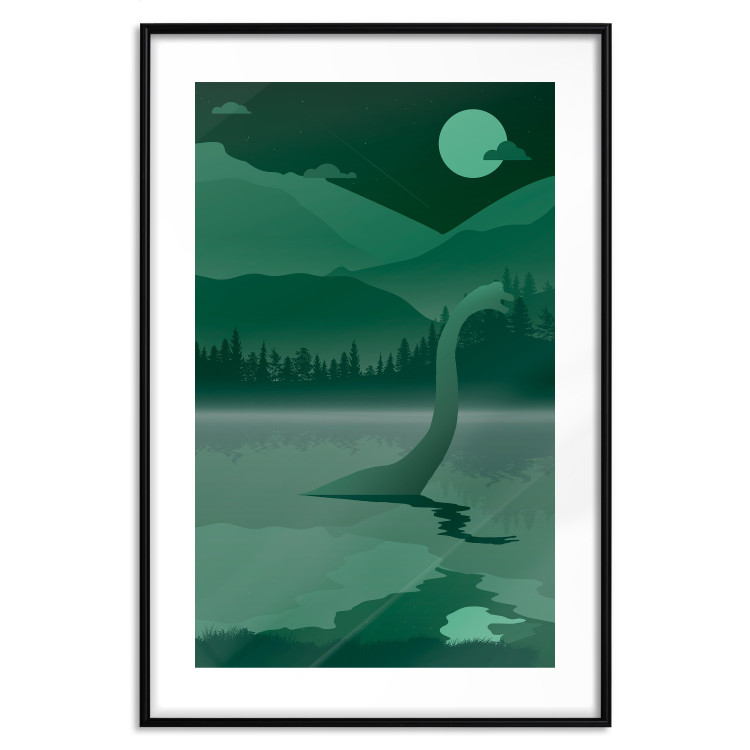 Poster Loch Ness - green fantasy with a dinosaur in the water and mountains in the background 118005 additionalImage 17