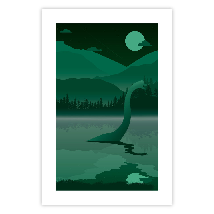 Poster Loch Ness - green fantasy with a dinosaur in the water and mountains in the background 118005 additionalImage 19