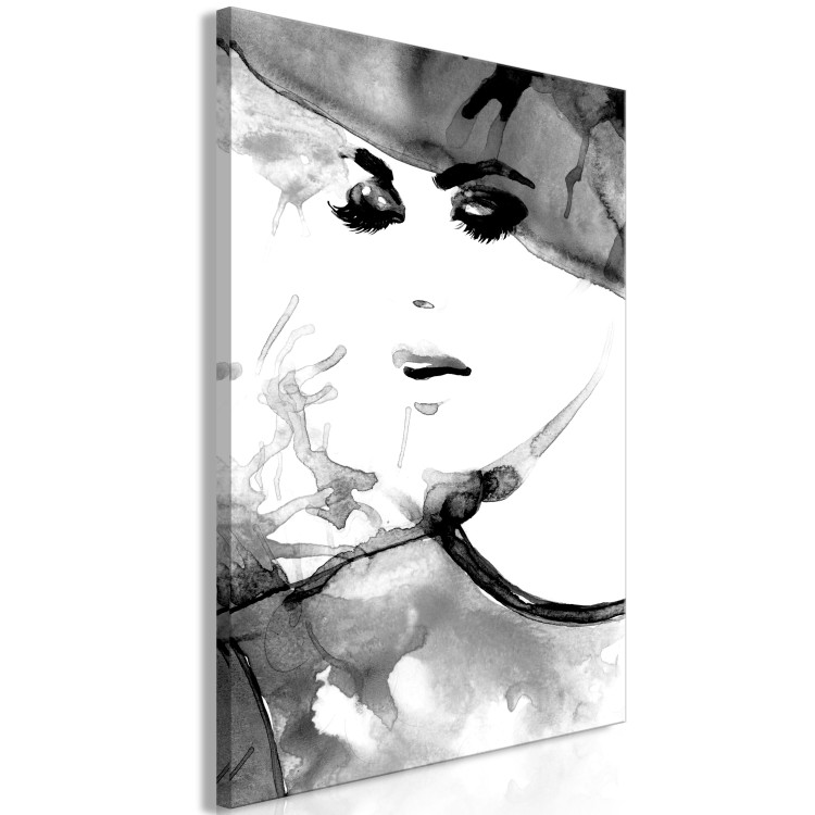 Canvas Print Stylish Woman (1-part) - Portrait Outline in Black and White 123405 additionalImage 2