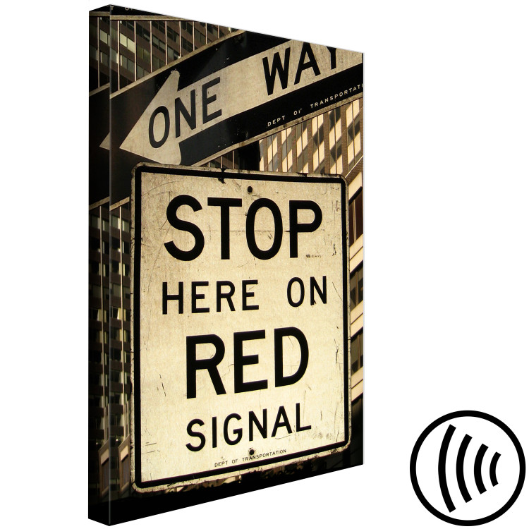 Canvas Art Print Sepia Stop sign - retro style photograph with English inscription 123605 additionalImage 6