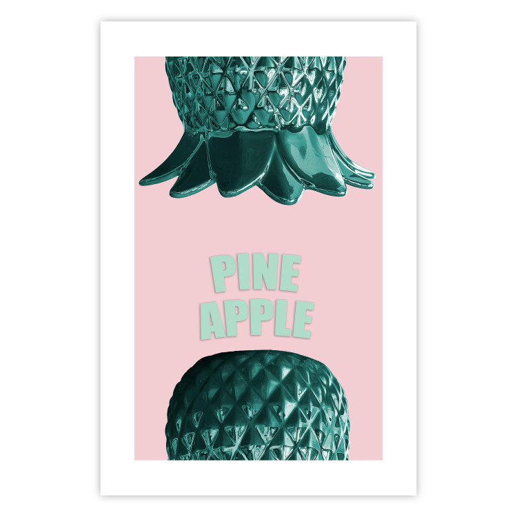Poster Pine Apple - English inscriptions and turquoise pineapples on pastel background 127905 additionalImage 19