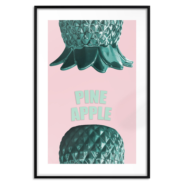 Poster Pine Apple - English inscriptions and turquoise pineapples on pastel background 127905 additionalImage 15