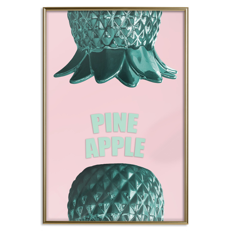 Poster Pine Apple - English inscriptions and turquoise pineapples on pastel background 127905 additionalImage 17