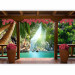 Wall Mural Tropical view - landscape with turquoise water surrounded by palm trees and flowers 129105 additionalThumb 5