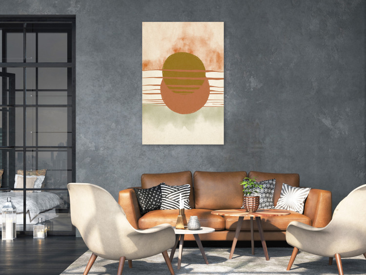 Canvas Art Print Abstract sunset - japandi style artwork with circles 131605 additionalImage 3