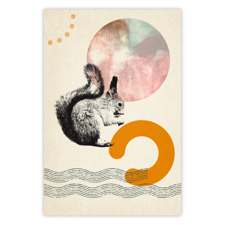 Poster Little Fox - animal among colorful abstract figures 131805