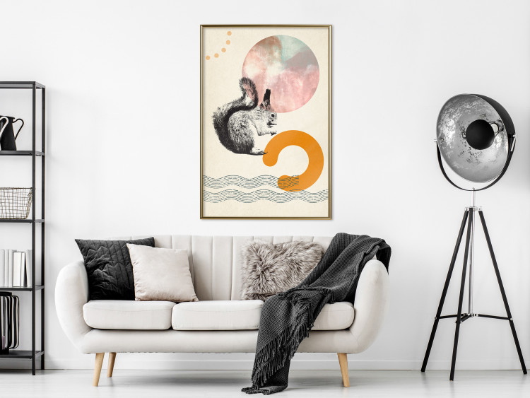 Poster Little Fox - animal among colorful abstract figures 131805 additionalImage 5