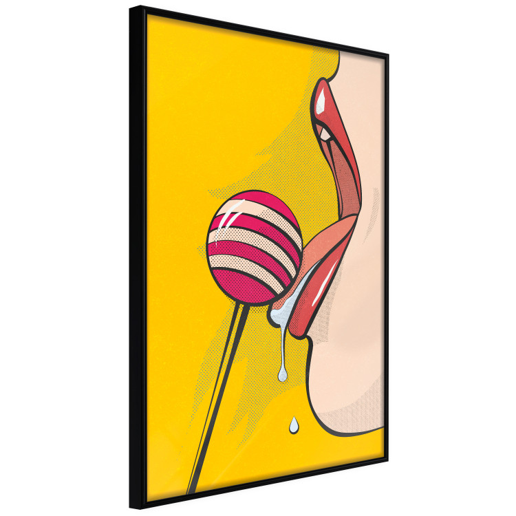 Poster Sweet Lollipop - abstract woman licking a lollipop on a light yellow background 132205 additionalImage 11