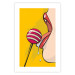 Poster Sweet Lollipop - abstract woman licking a lollipop on a light yellow background 132205 additionalThumb 19