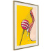 Poster Sweet Lollipop - abstract woman licking a lollipop on a light yellow background 132205 additionalThumb 3