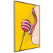 Poster Sweet Lollipop - abstract woman licking a lollipop on a light yellow background 132205 additionalThumb 12