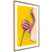Poster Sweet Lollipop - abstract woman licking a lollipop on a light yellow background 132205 additionalThumb 7