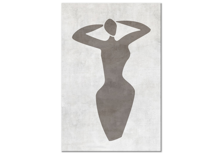 Canvas Woman with arms raised - black and white artwork in boho style 134205
