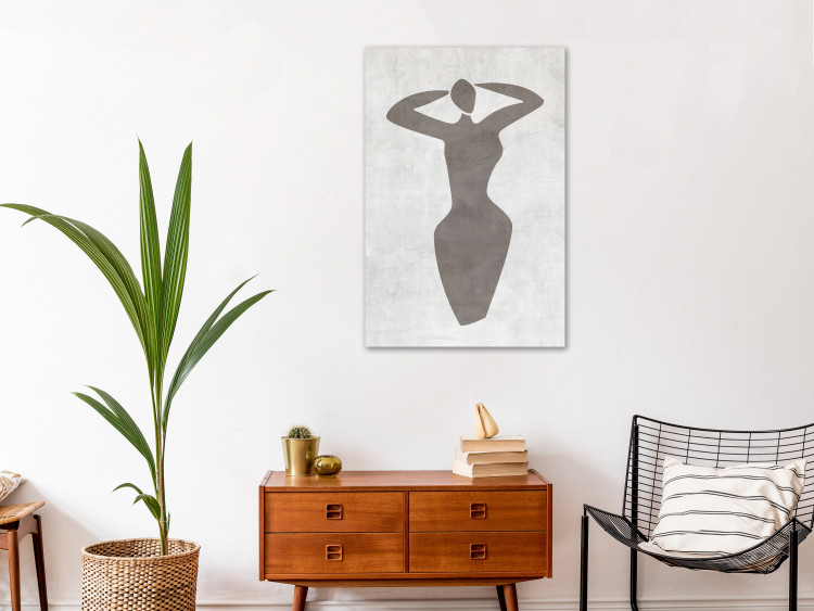 Canvas Woman with arms raised - black and white artwork in boho style 134205 additionalImage 3