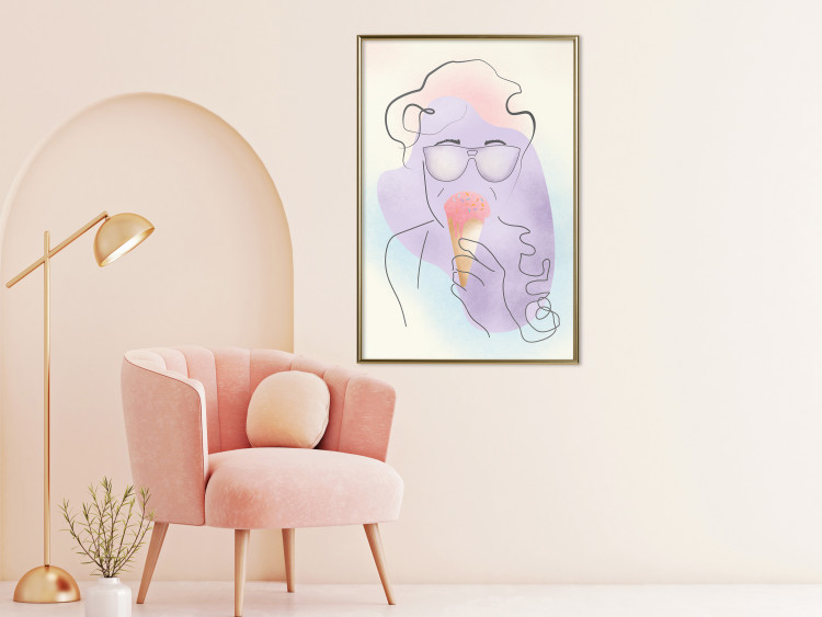 Poster Raspberry Ice Cream - abstract line art of a person in pastel colors 135005 additionalImage 5