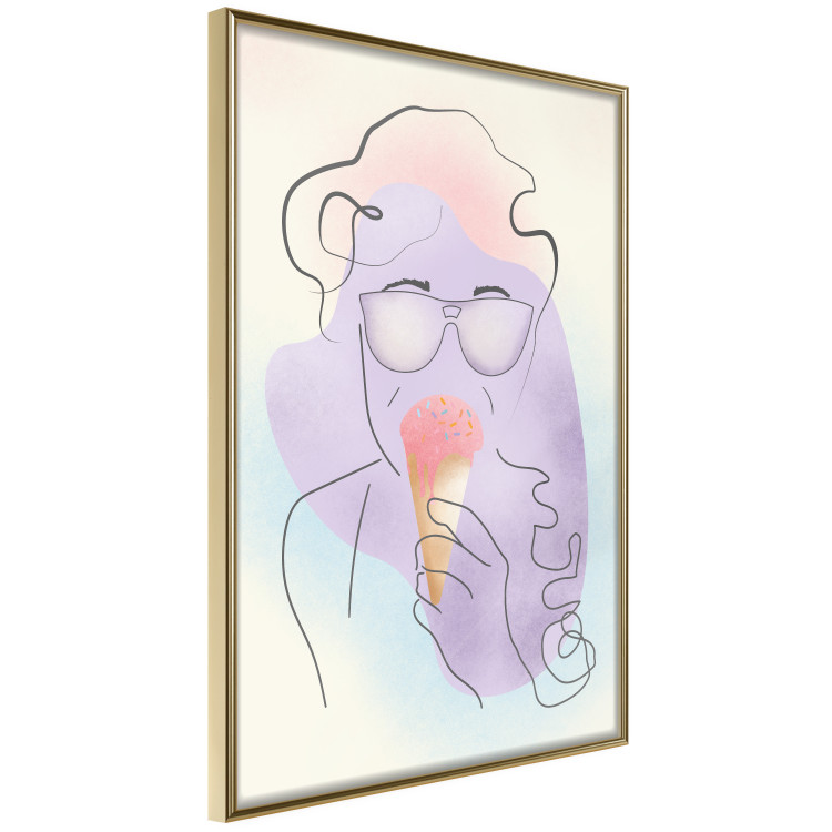 Poster Raspberry Ice Cream - abstract line art of a person in pastel colors 135005 additionalImage 12