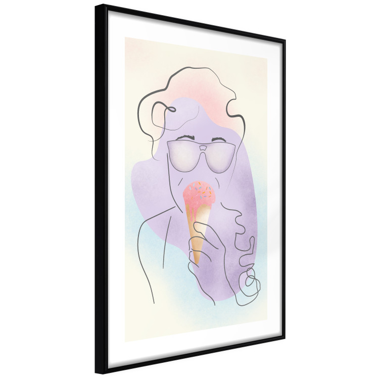 Poster Raspberry Ice Cream - abstract line art of a person in pastel colors 135005 additionalImage 6