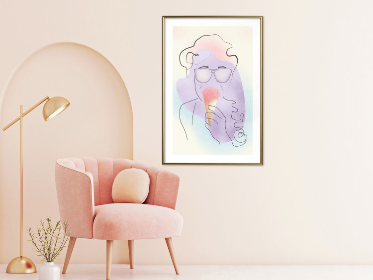 Poster Raspberry Ice Cream - abstract line art of a person in pastel colors 135005 additionalImage 13