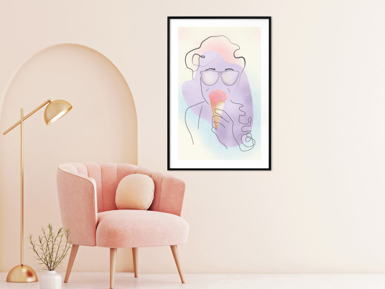 Poster Raspberry Ice Cream - abstract line art of a person in pastel colors 135005 additionalImage 18