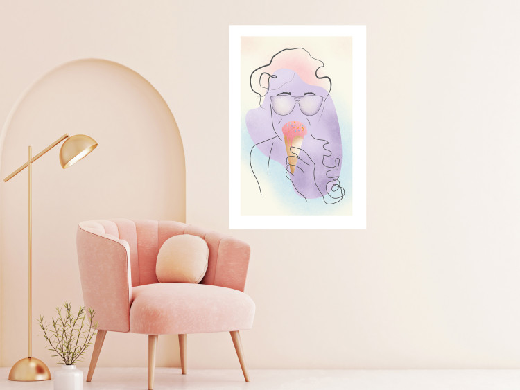 Poster Raspberry Ice Cream - abstract line art of a person in pastel colors 135005 additionalImage 3
